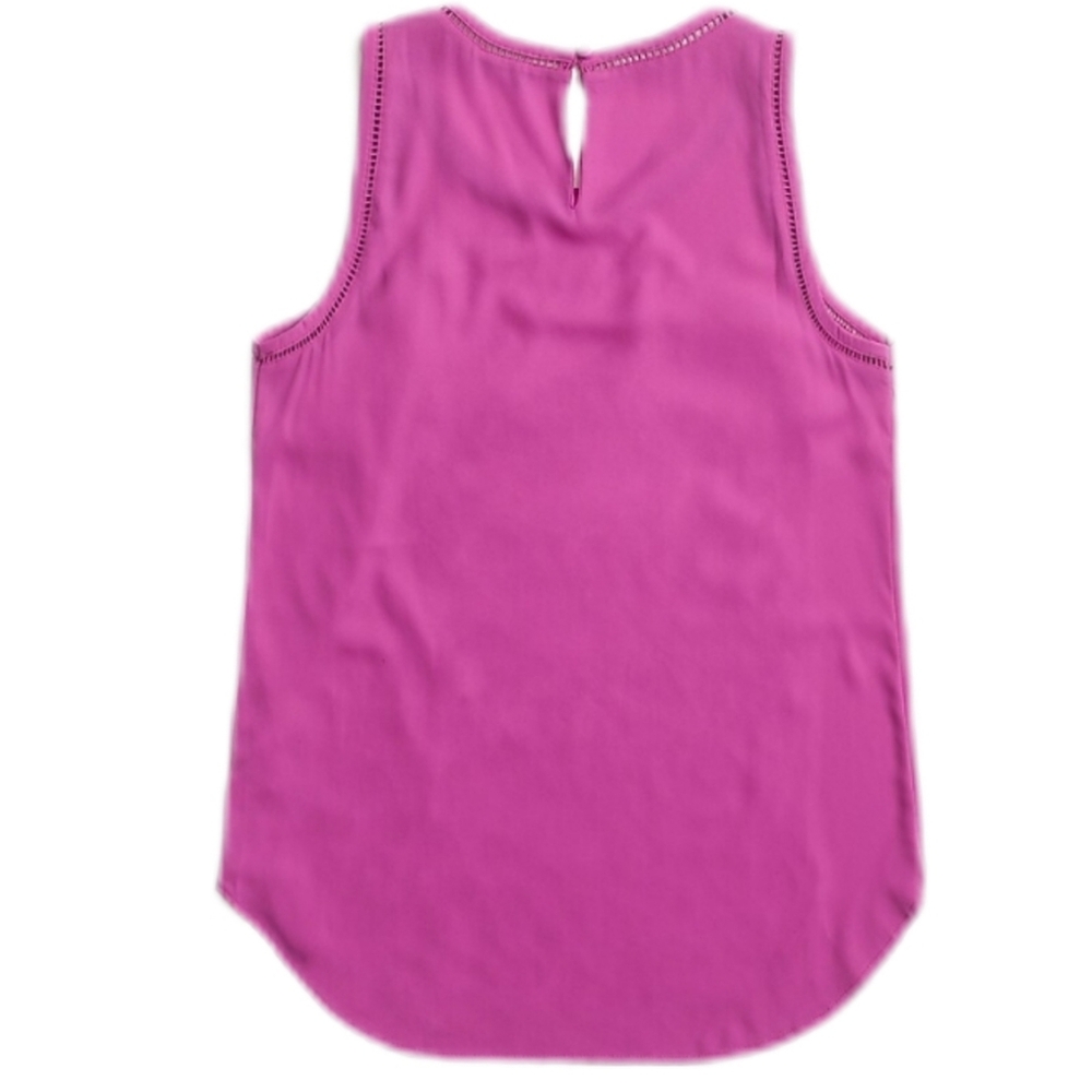 J Crew Factory Sleeveless Top with Ladder Trim, Neon Plum, Size 2